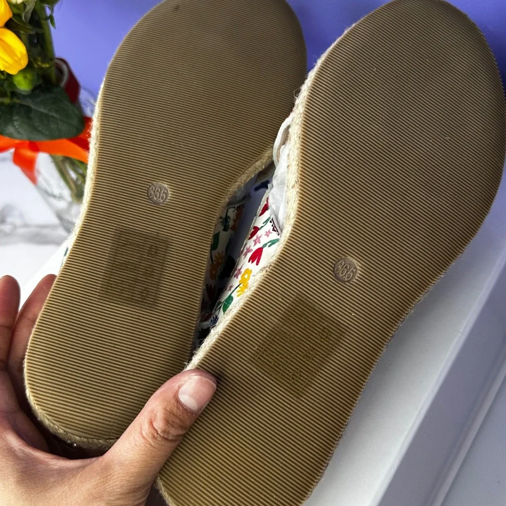 Alice + Olivia River Espadrille Sandals Floral Print Leather Size 36.5 US 6‎